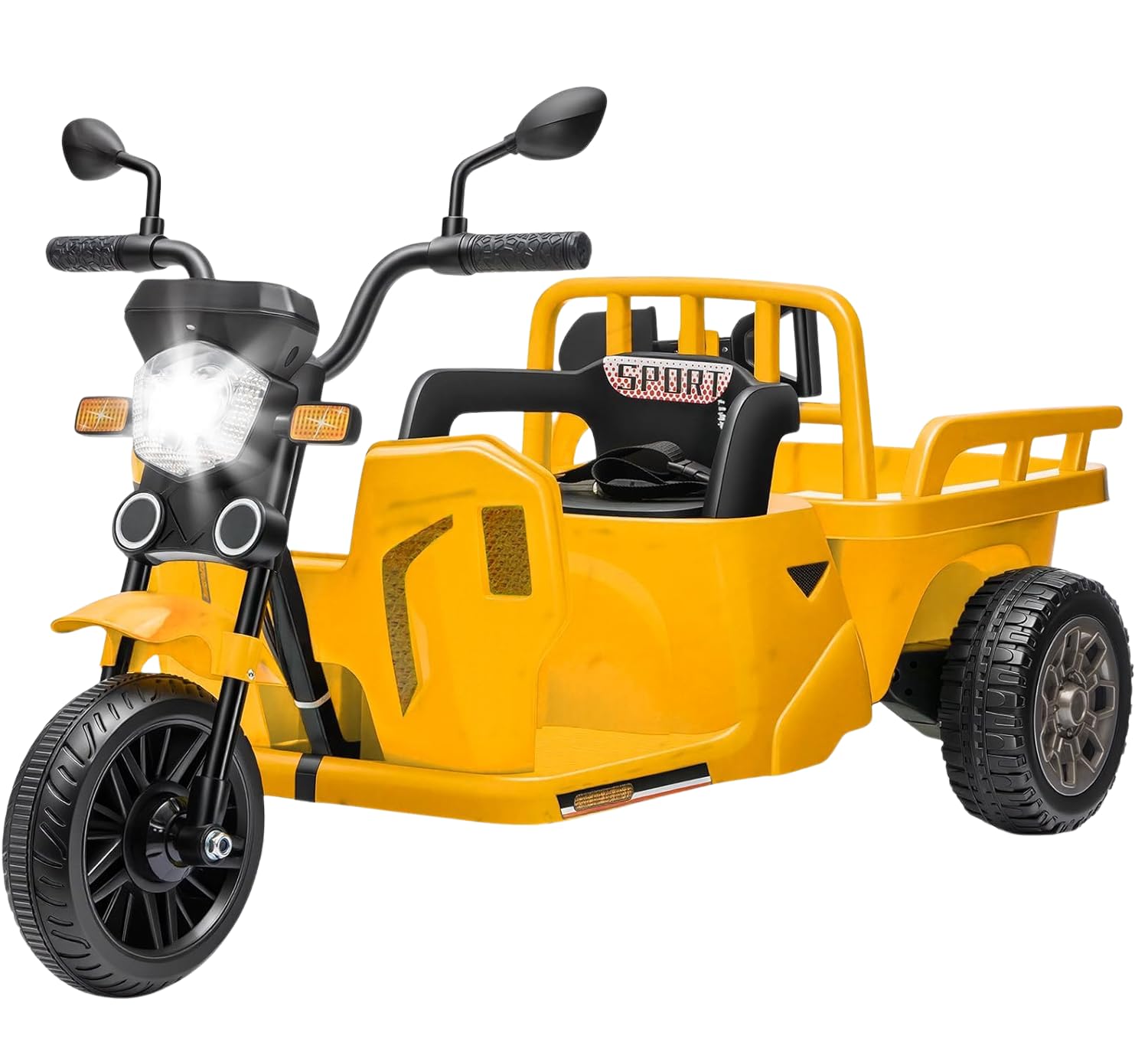 Acekool 12V Kids Electric Ride-on Tricycle with Cargo Trailer