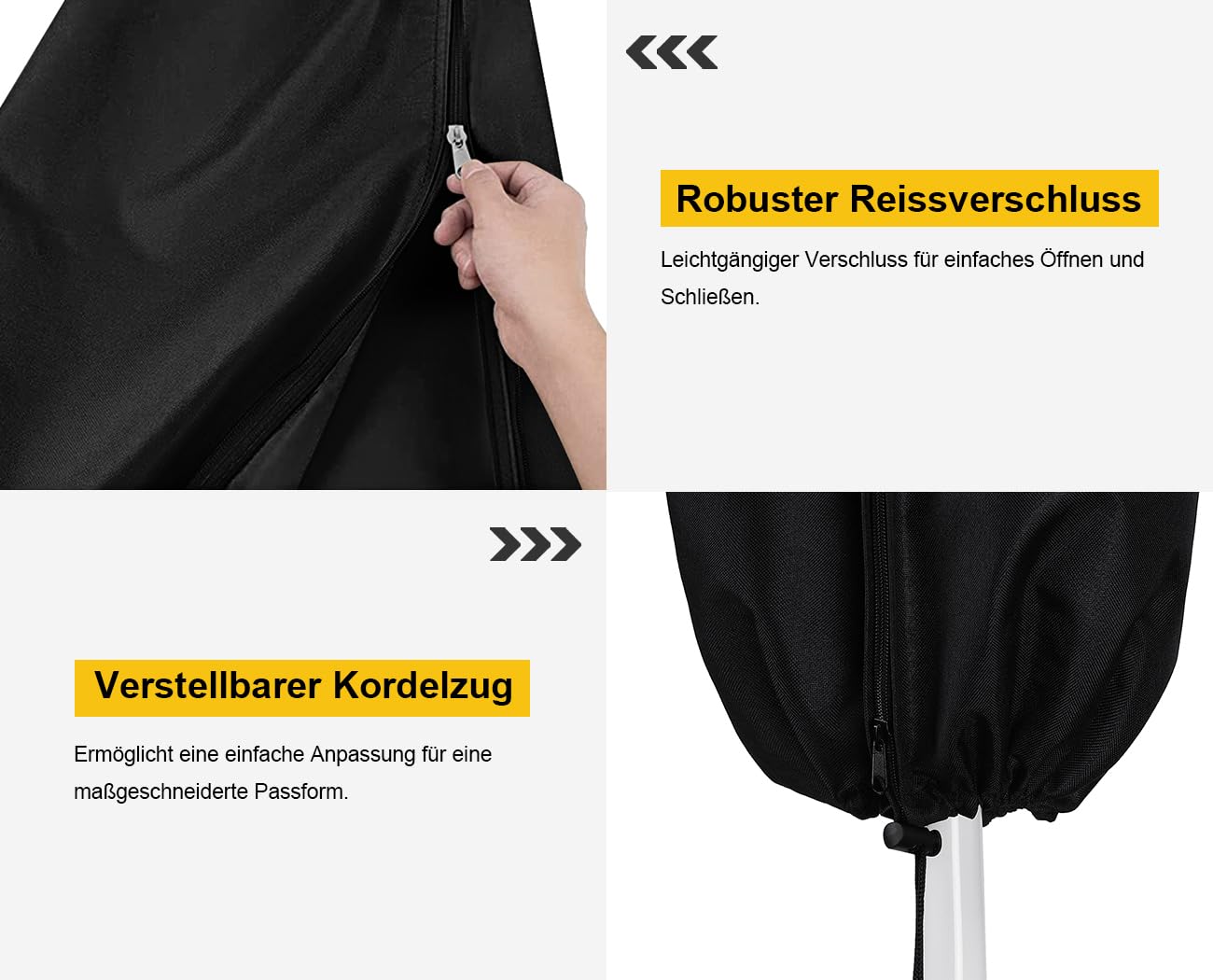Dokon Schutzhülle für Ampelschirm mit Stab, Ampelschirmhülle für Ø 400cm / 300x300cm, Sonnenschirm Abdeckung Wasserdicht Winddicht UV-Beständig Abdeckhauben für Gartenschirm Marktschirm, 240x57/57cm