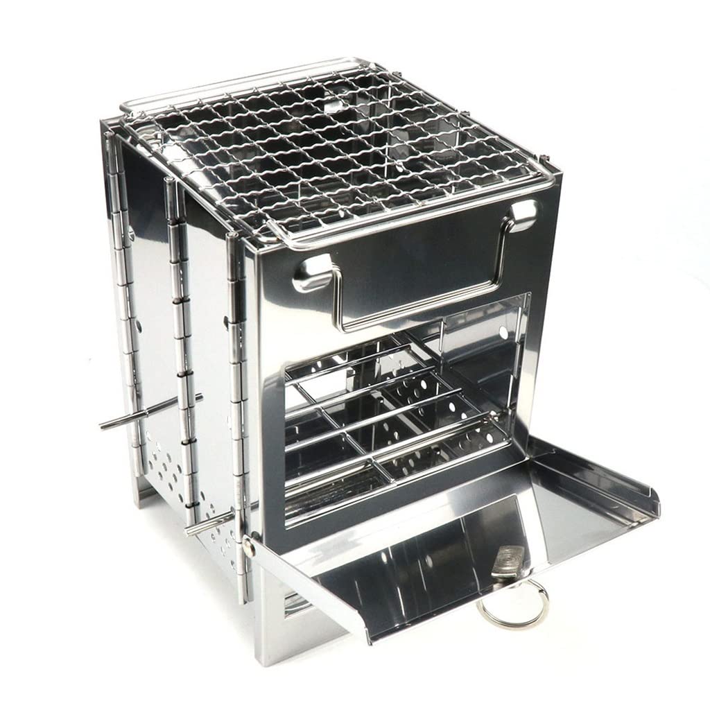 Réchaud de Camping Pliant en Acier Inoxydable Sac à Dos poêle à Bois Barbecue avec Sac de Transport randonnée Camping Cuisine réchaud de Camping
