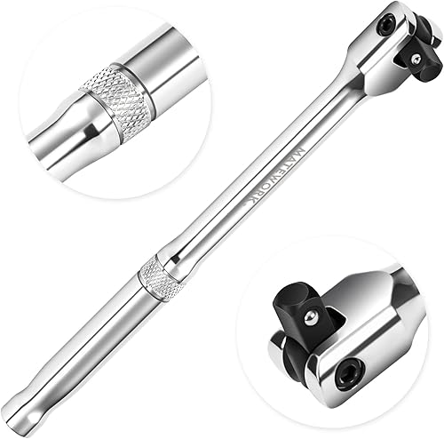 Barra disyuntora de 38 pulgadas, barra disyuntora de extensión de 10 pulgadas de largo con cabezal flexible Cr-V de 180 grados y mango