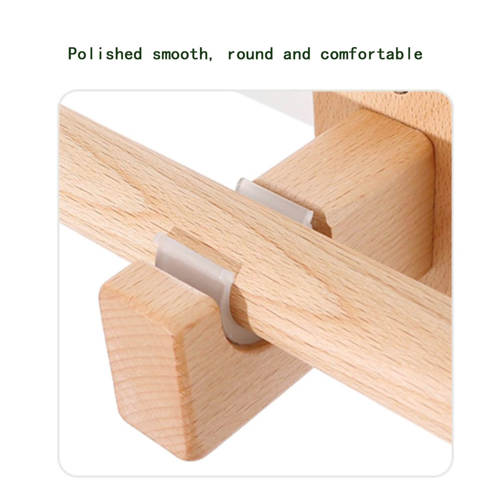 Tringle à rideaux en bois de hêtre épais avec support, 280 cm de long, avec tringle à rideaux perforée, idéale pour la décoration de la maison et le traitement des fenêtres.