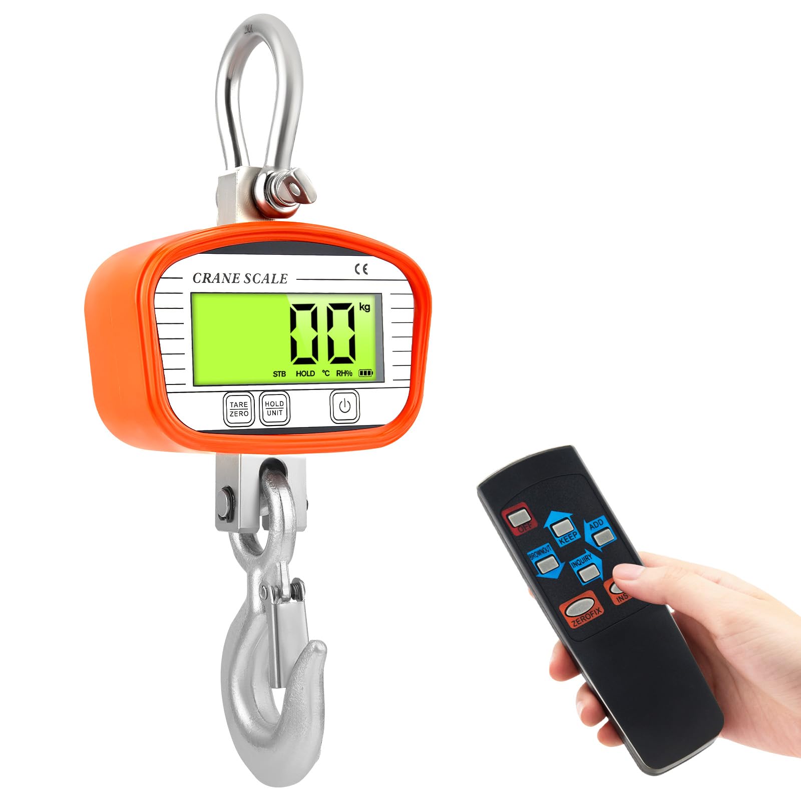 Digitale Kranwaage 2000 kg 2T Hängewaage Aluminiumlegierung LCD-Display Fernbedienung Akku