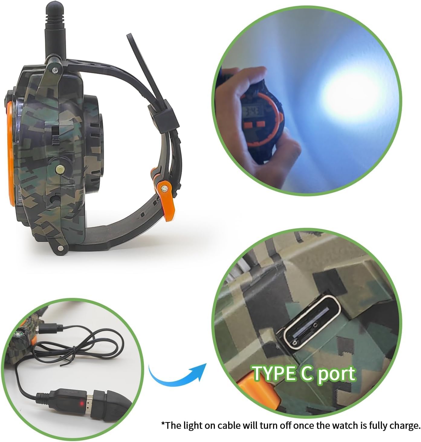 Rechargeable Kids Walkie Talkies with Flashlight - Outdoor Toy Gifts for Boys and Girls(2 Pack), camouflage - Image 4