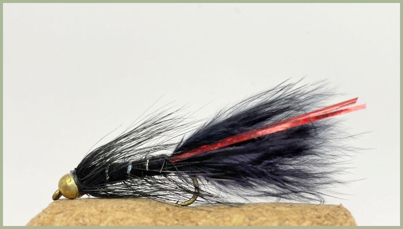 BARBLESS Goldhead Black Red Flash Damsel Trout Flies size 10, choose the amount required, Best Lure Flies (6)