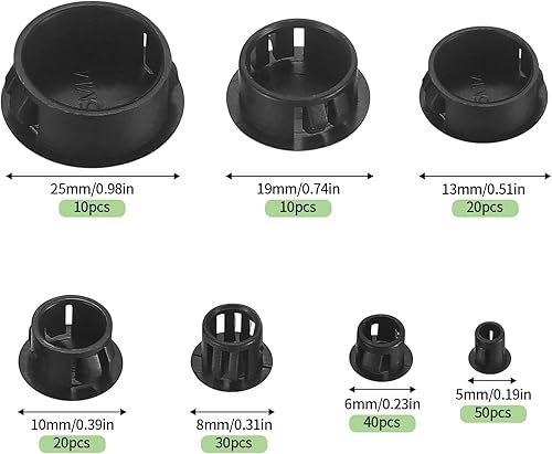 Miniatura 2 de Tapones de plástico para agujeros, 180 tapones de bloqueo de panel negro, tapas redondas para orificios de tornillo de taladro para gabinetes de