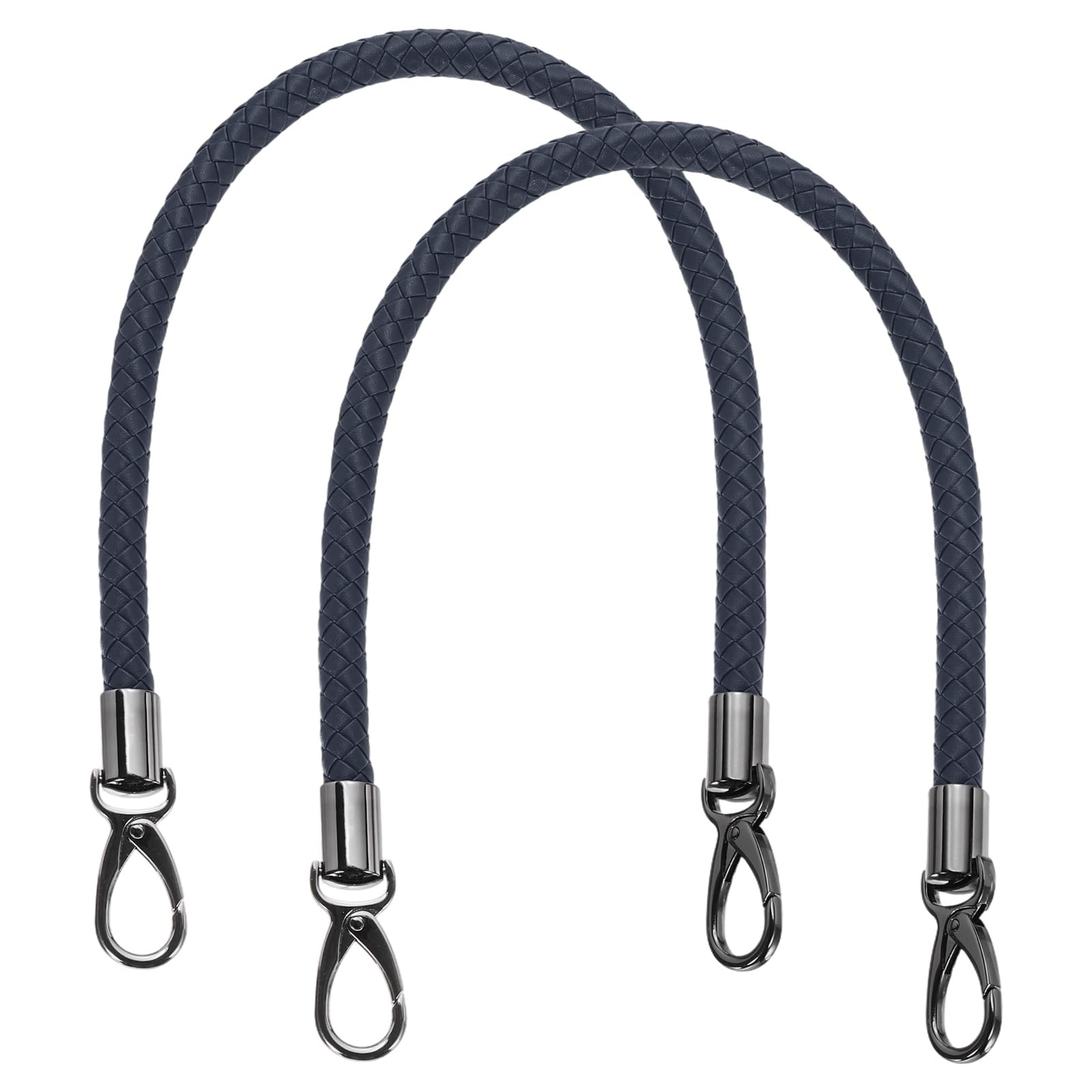 sourcing map 2 Pcs Braided Purse Strap, 55cm 21.7" PU Leather Purse Strap for Handbag Bag Handle Replacement for DIY Making Handbag Underarm Bag, Dark Blue (Black Buckle)