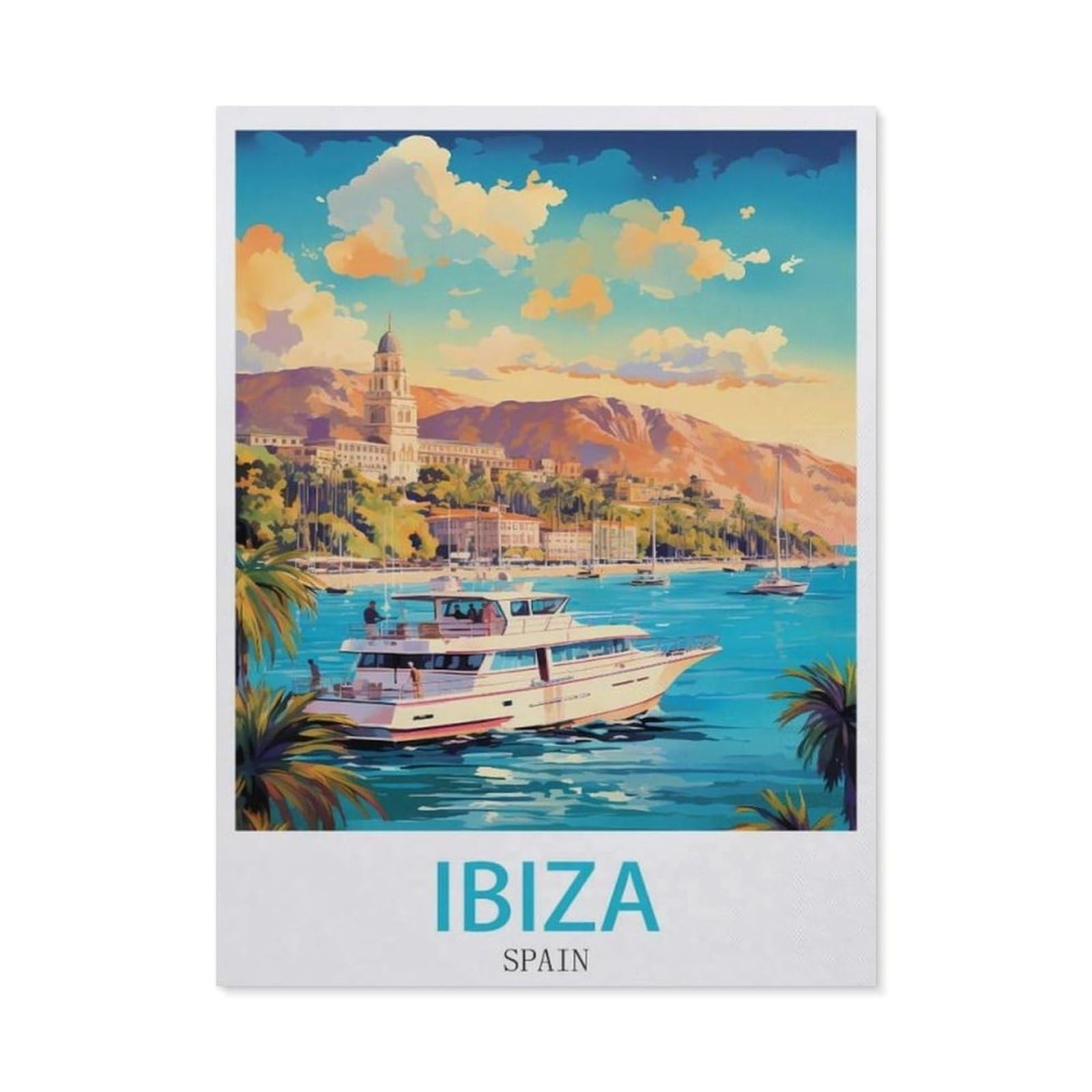 BEAYODKP Ibiza Spain，Diamond Art Kits for Adults and Kids, Full Drill Round Rhinestone Paint with Diamonds（30 x 40 cm/11.81 x 15.74 inches）-CO35