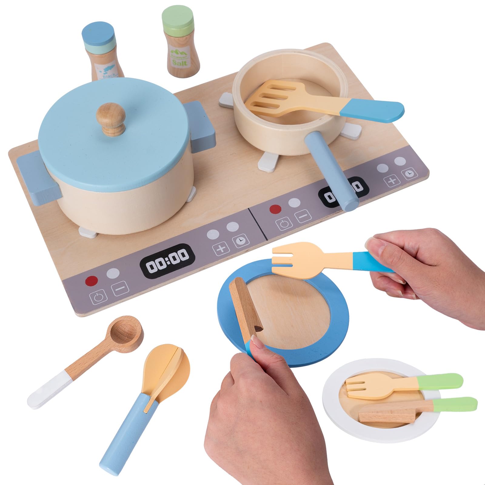 Amazon | leep sheep おままごとセット 14種類のキッチン用食器 木製