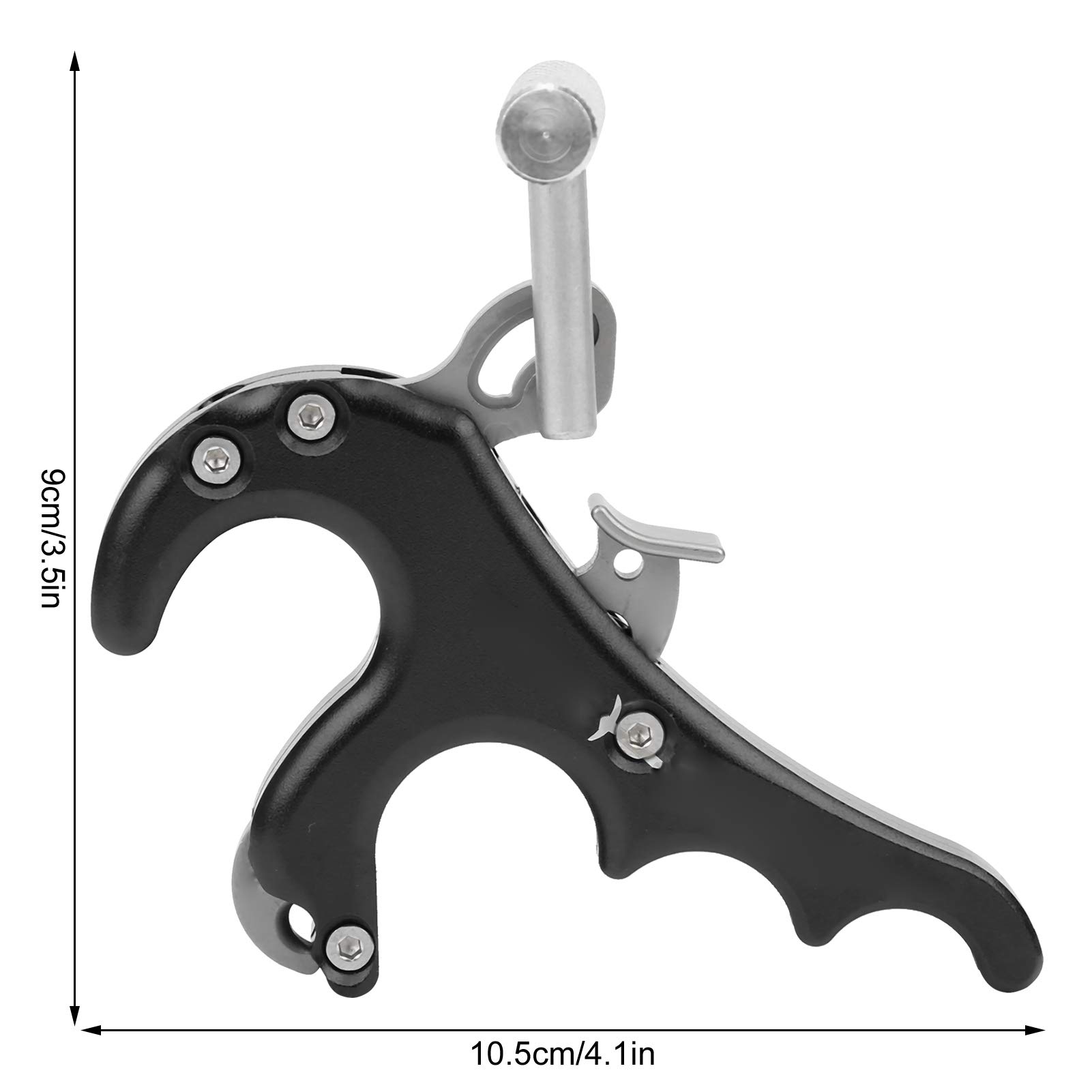 Ausili per Lo sgancio dell'Arco, in Lega di Alluminio con Impugnatura a Dita Regolabile in Acciaio Inox con Calibro per Il Pollice Accessori per Archi Compound con 2 Chiavi (Nero)