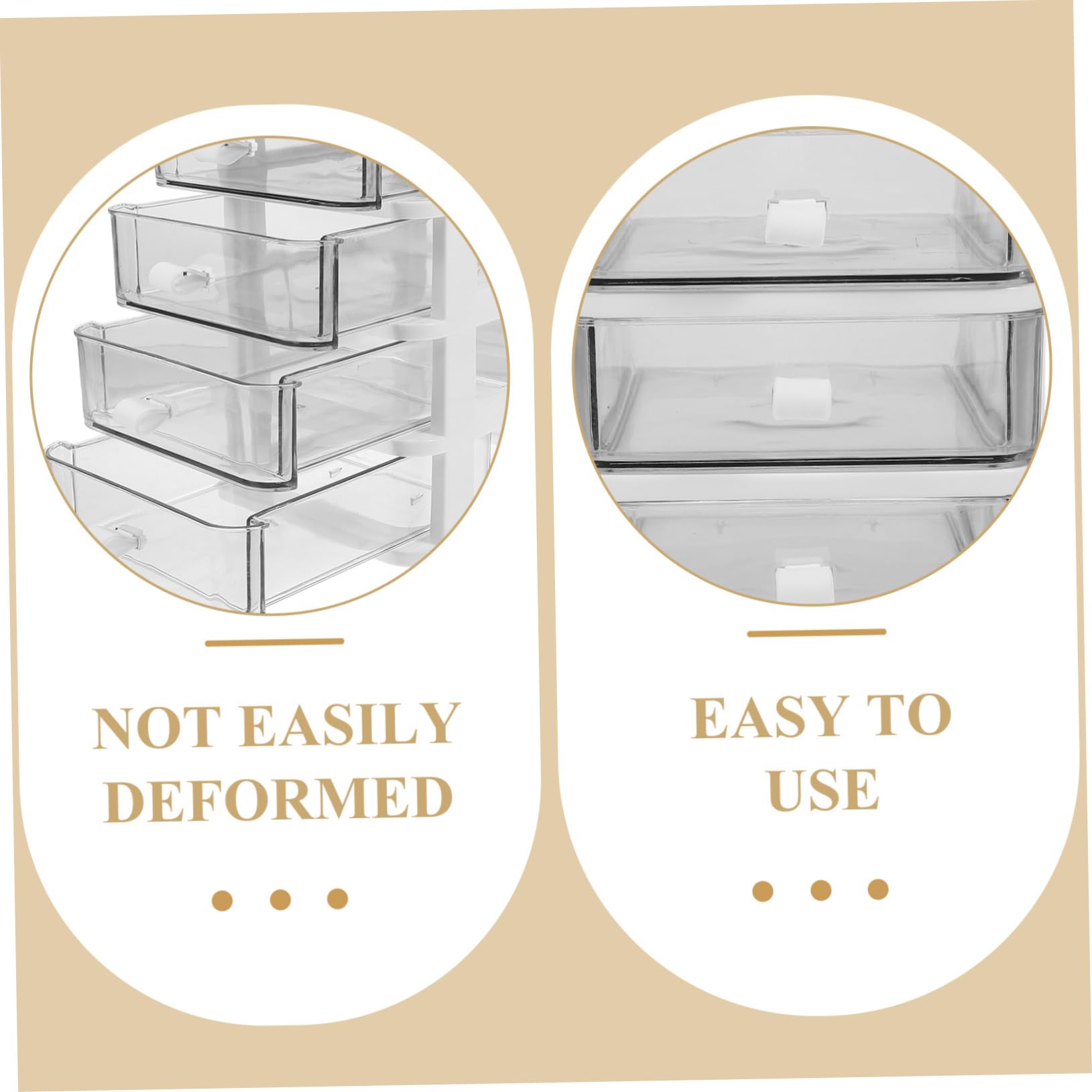 LABRIMP Organizador De Cajones Transparente Pequeño Para Escritorio 4 Capas, Caja De Almacenamiento De Plástico Resistente, Organizador De Papelería y Maquillaje, Compacto Para Uso Doméstico y Oficina