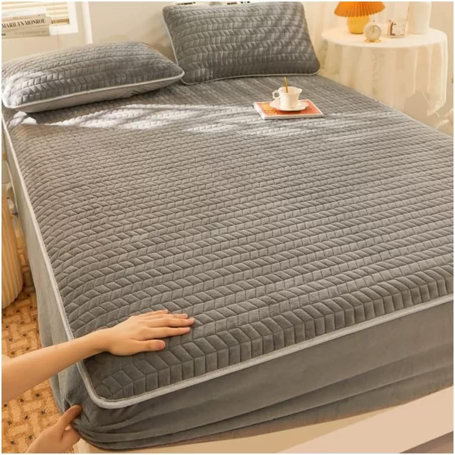 GXFWJD Velvet Fitted Sheet Full King Queen Double Flannel