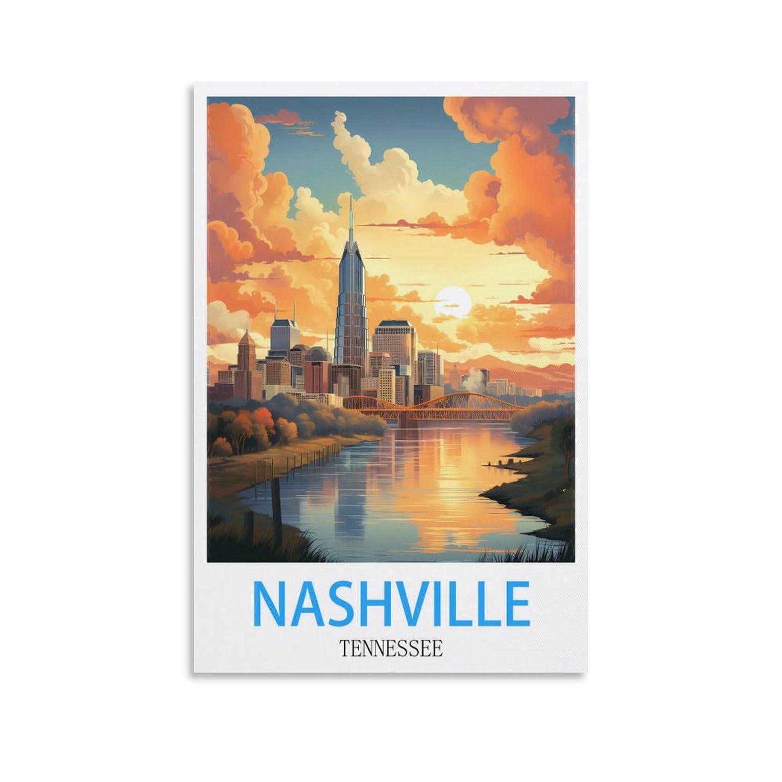 EZMLFA DIY 5D Diamond Painting Kits for Adults,Nashville Tennessees DIY Diamond Art Kits Gem Painting Crafts for Home Wall Decor 50x60cm