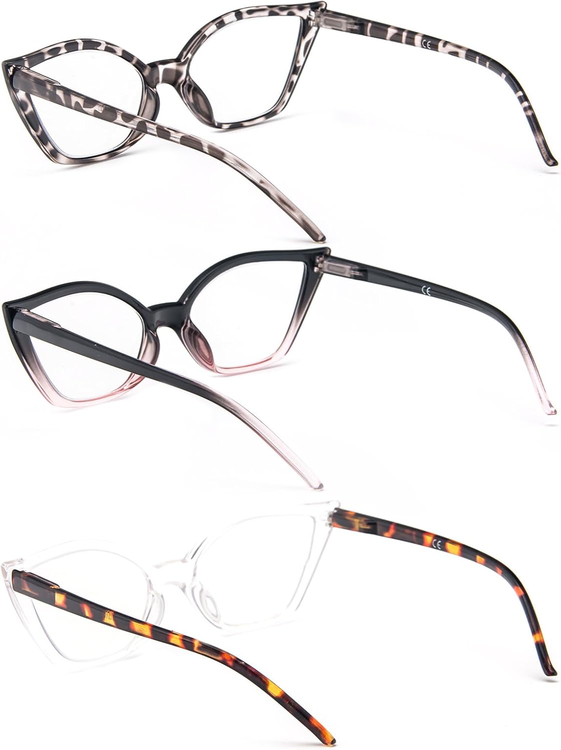 DXYXYO Cat Eye Reading Glasses for Women 3 Pack Anti Blue Light Computer Readers Stylish Retro with Spring Hinge - Image 3
