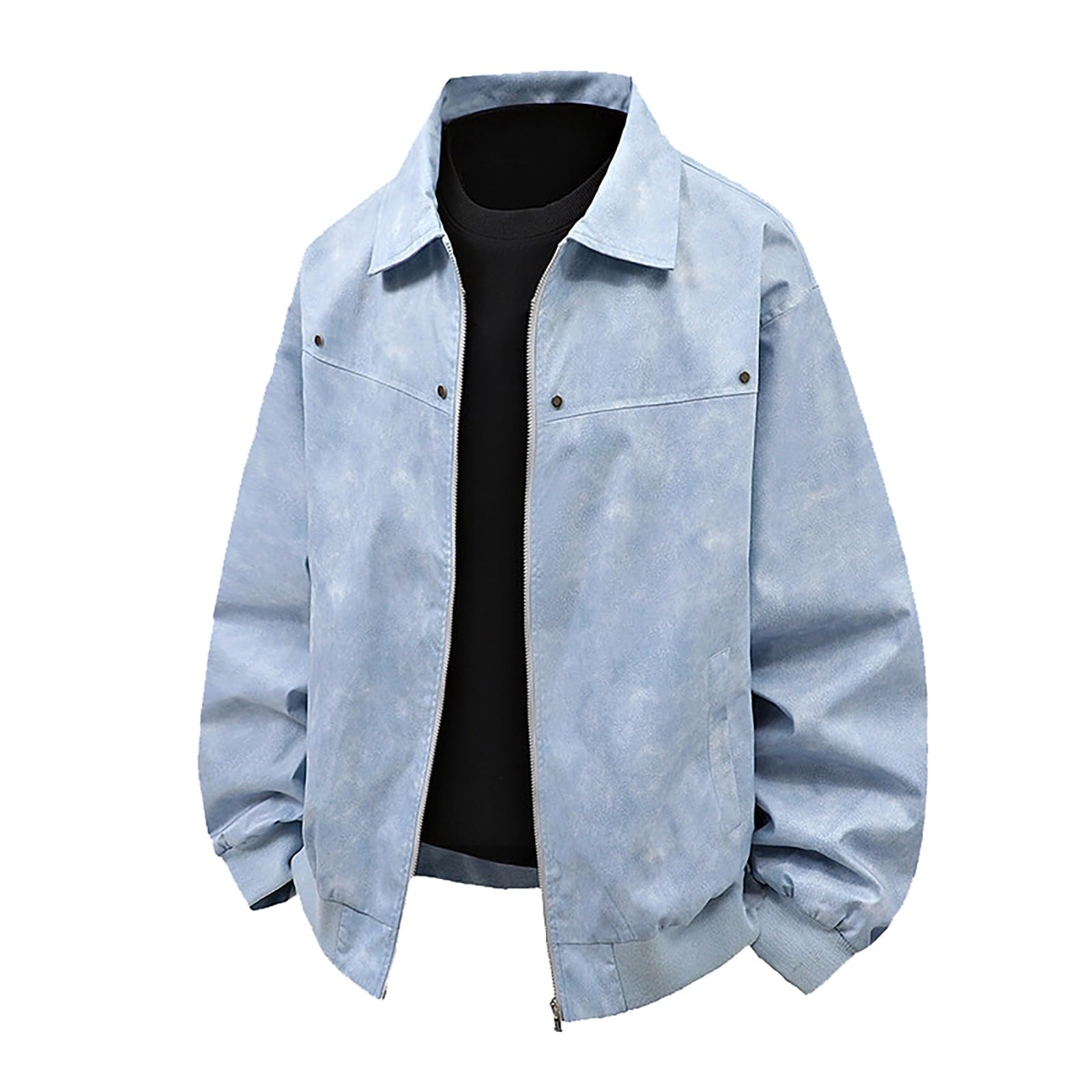 Giacca in pelle scamosciata da uomo, per le mezze stagioni, vestibilità | Giacca sportiva con cappuccio, da motociclista, streetwear, con risvolto, a maniche lunghe, da pilota