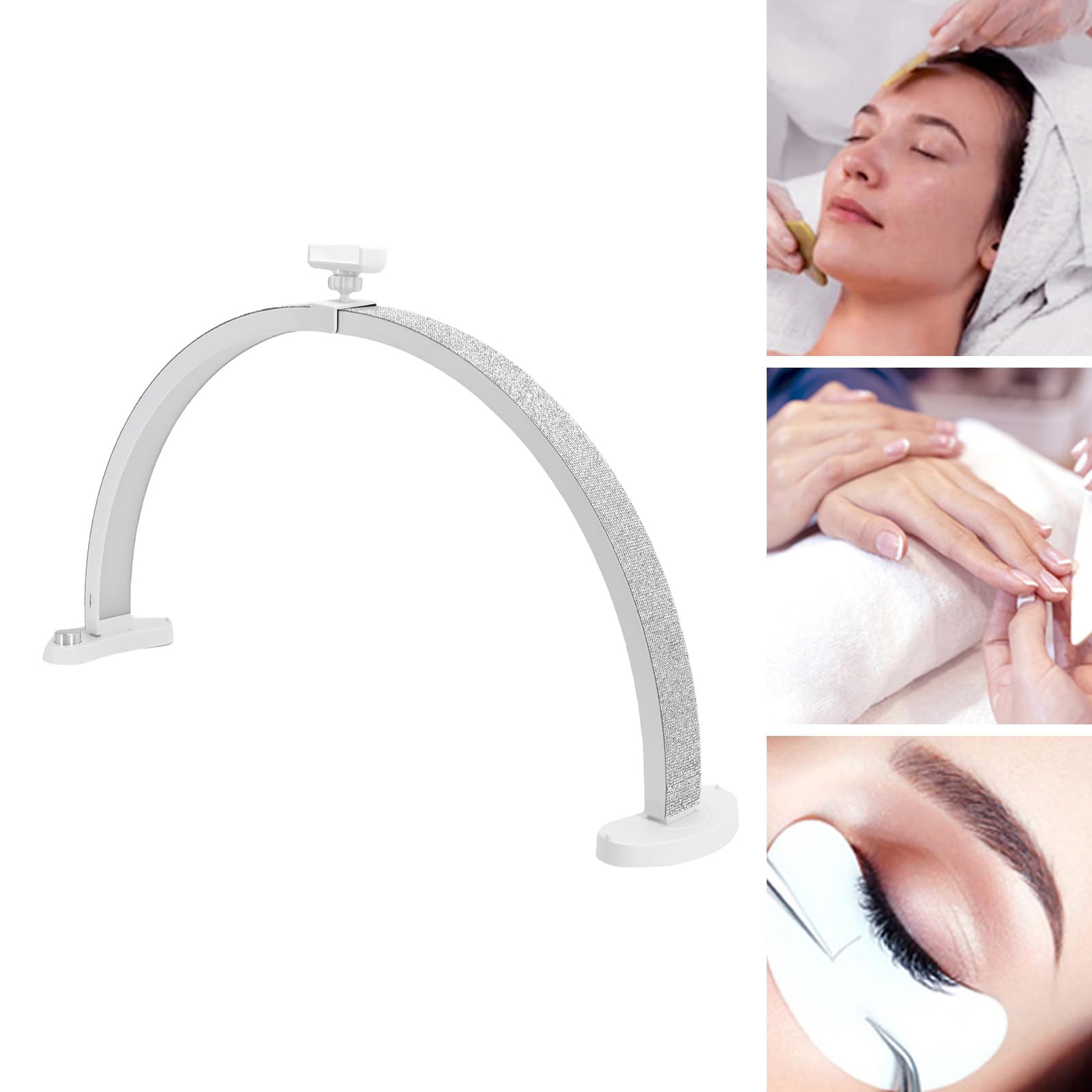 Garosa Lampka na Biurko Half Moon do Paznokci łukowa LED z Uchwytem na Telefon 28 Cali 40 W 3 Temperatury Barwowe 10 Poziomów Jasności dla Salonu Makijażu Studio Estetyków (wtyczka UE)