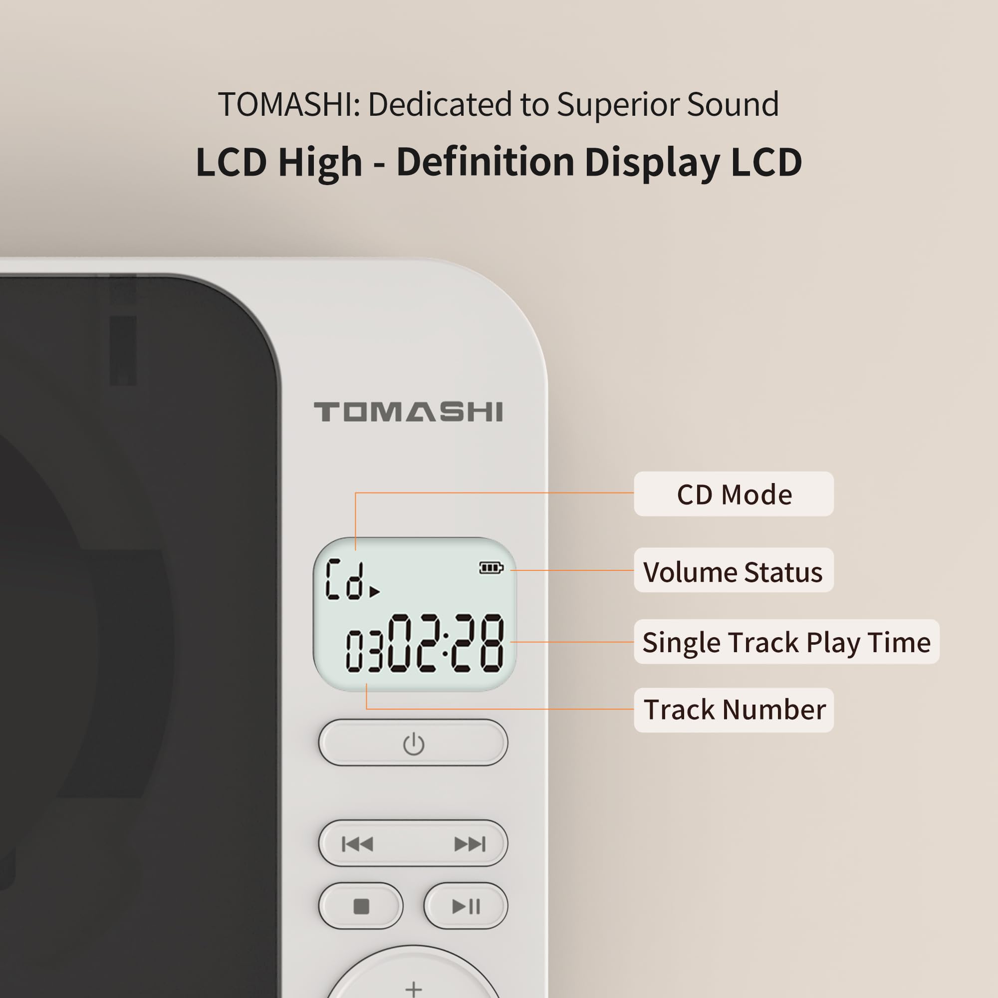 TOMASHI Lettore CD portatile con altoparlanti Blutooth Retro Lettore CD per casa desktop personale USB musica stereo ricaricabile con display LCD, lettore CD con telecomando, regalo per festival