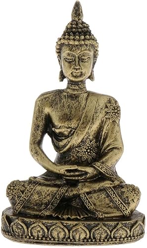 Acxico Estatua de Buda tailandesa pequeña estatua de piedra arenisca budista decoración del hogar bronce