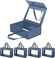 Vista 50 de Caja negra extragrande para padrino de boda con tapa, 16.3 x 14.2 x 5 pulgadas, magnética para ropa y regalos grandes (negro mate)