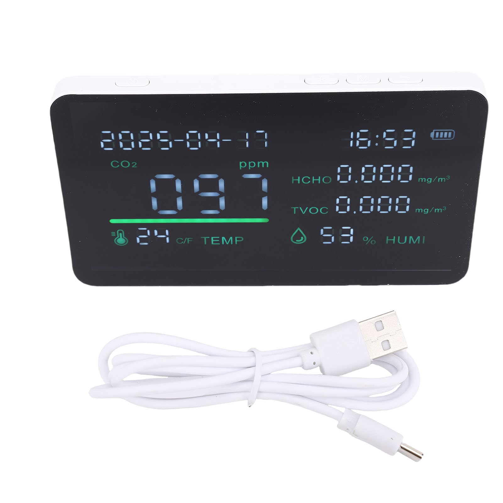 Detector de Calidad del Aire Tester HCHO TVOC Multifuncional para Salas de Estar sótanos