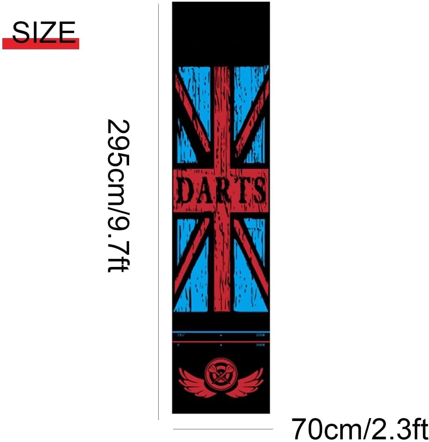 Dart Board Mat ，with Throw Lines, Heavy Duty Rubber Dart Mat, Anti Slip Dart Carpet for Dart Game, Beginners and All Dart Types