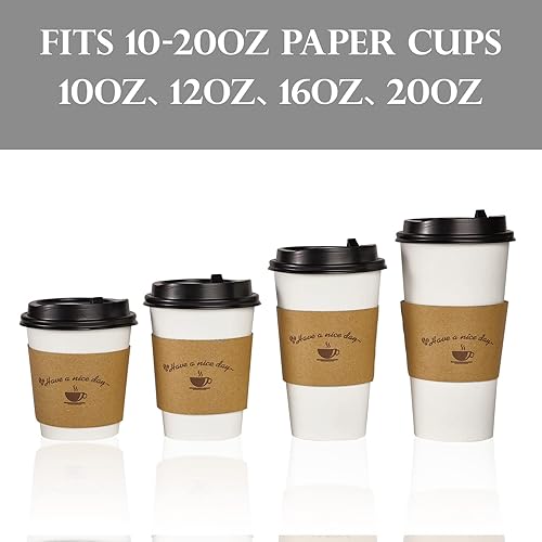 Miniatura 7 de LITOPAK Paquete de 200 fundas de papel kraft para tazas de café, fundas de café, soporte desechable corrugado para bebidas calientes para