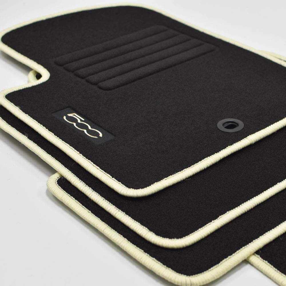 Velours Fußmatten + Kofferraum Set geeignet für FIAT 500 + 500 C Cabrio ab Bj.2007-2013 cr