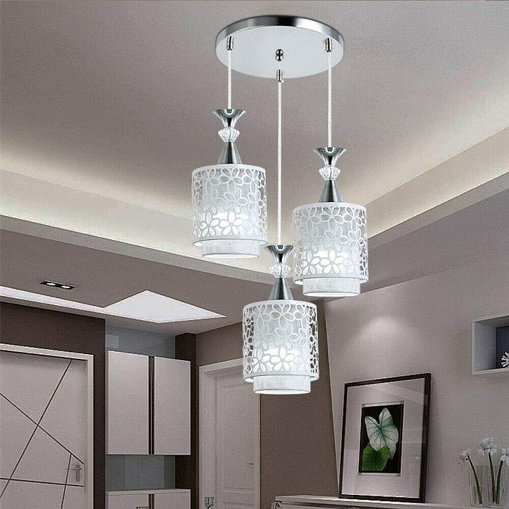 DYRABREST Modern Semi Flush Mount Ceiling Light, 3 Light Round LED Light Iron Pendant Lamp,Dining Room Bedroom Chandelier Fixture