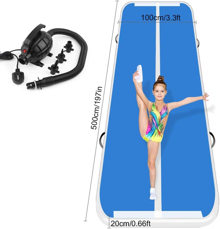 Jadlisea Inflatable Tumbling Mat Air Track Gymnastics Mats Gym Exercise Sport Fitness Training Mat With Electric Air Pump for Yoga/Taekwondo/Flooring