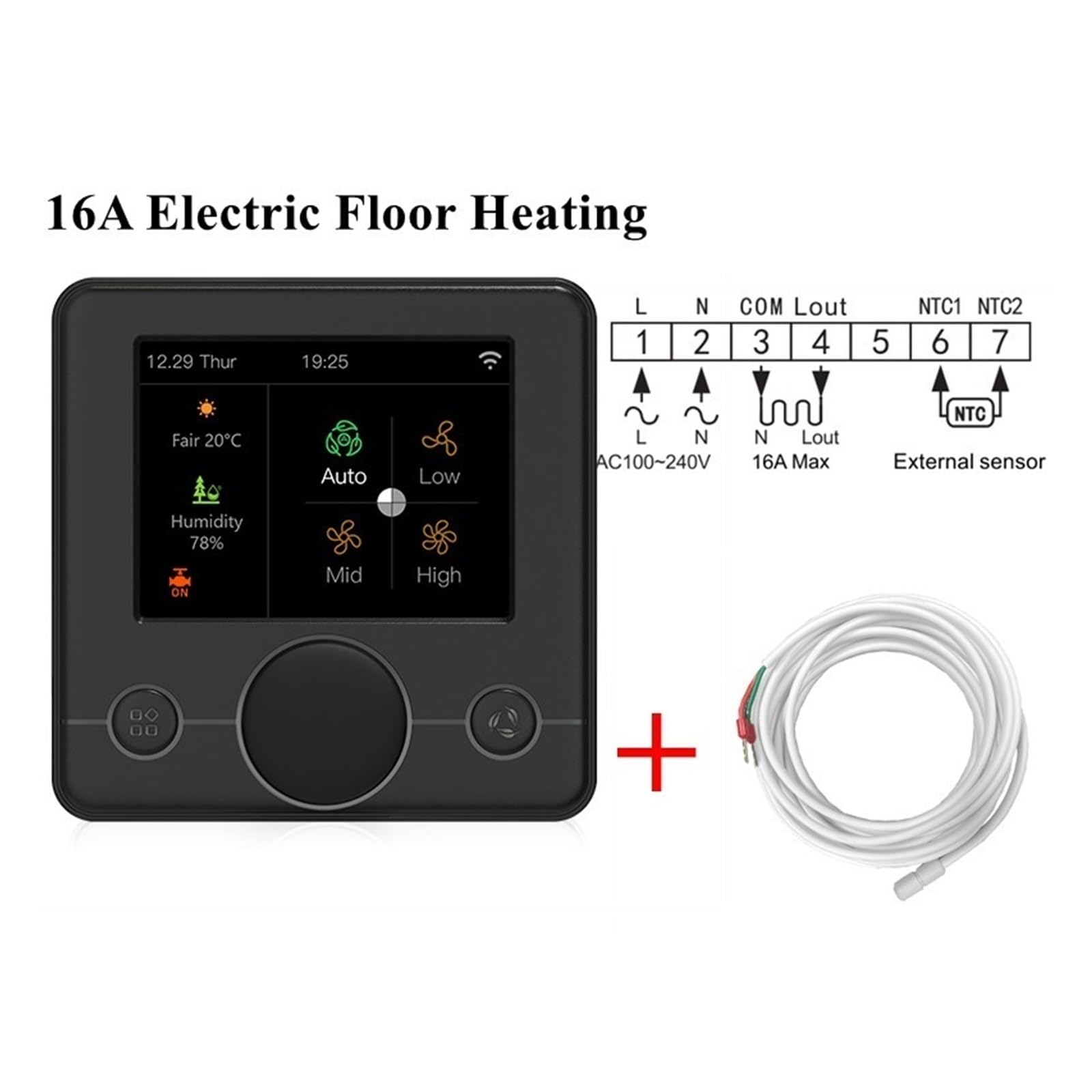 Termostato Inteligente WiFi for Agua/calefacción eléctrica por Suelo, Caldera de Gas, Controlador de Temperatura Ambiente y Humedad