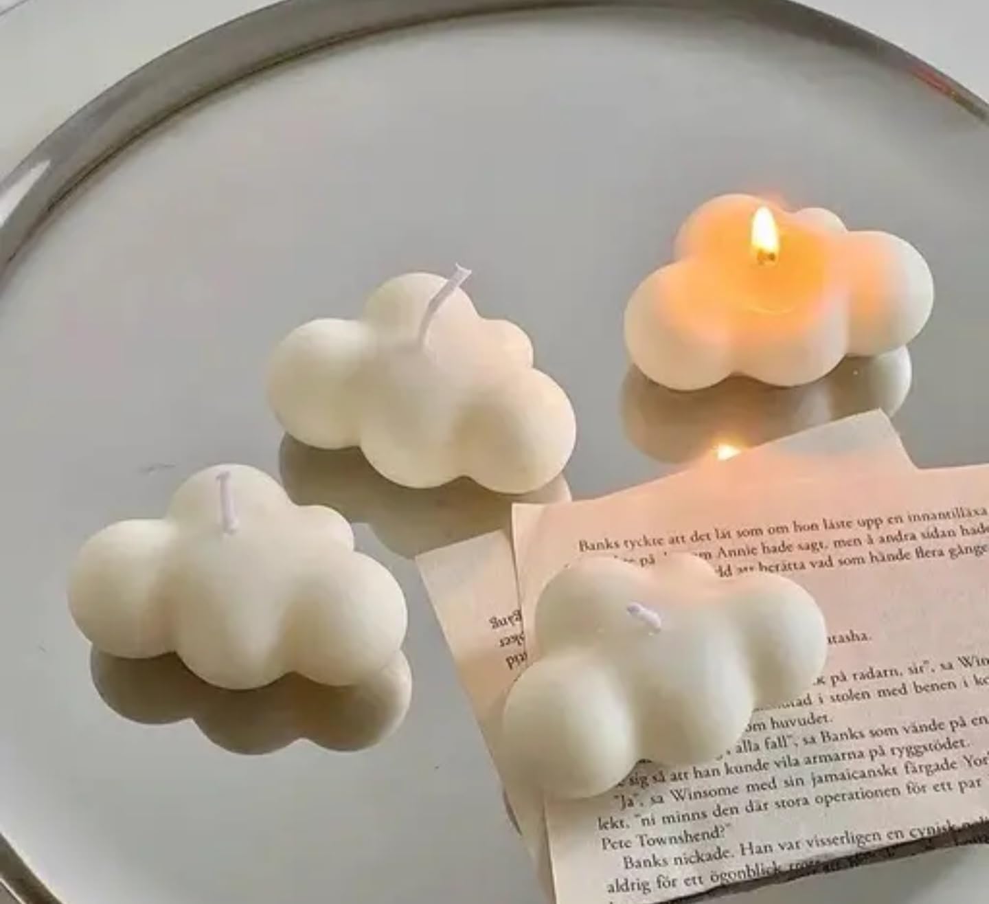 Cloud-Shaped Decorative Candles, White, Set of 5, scented luxury candle
