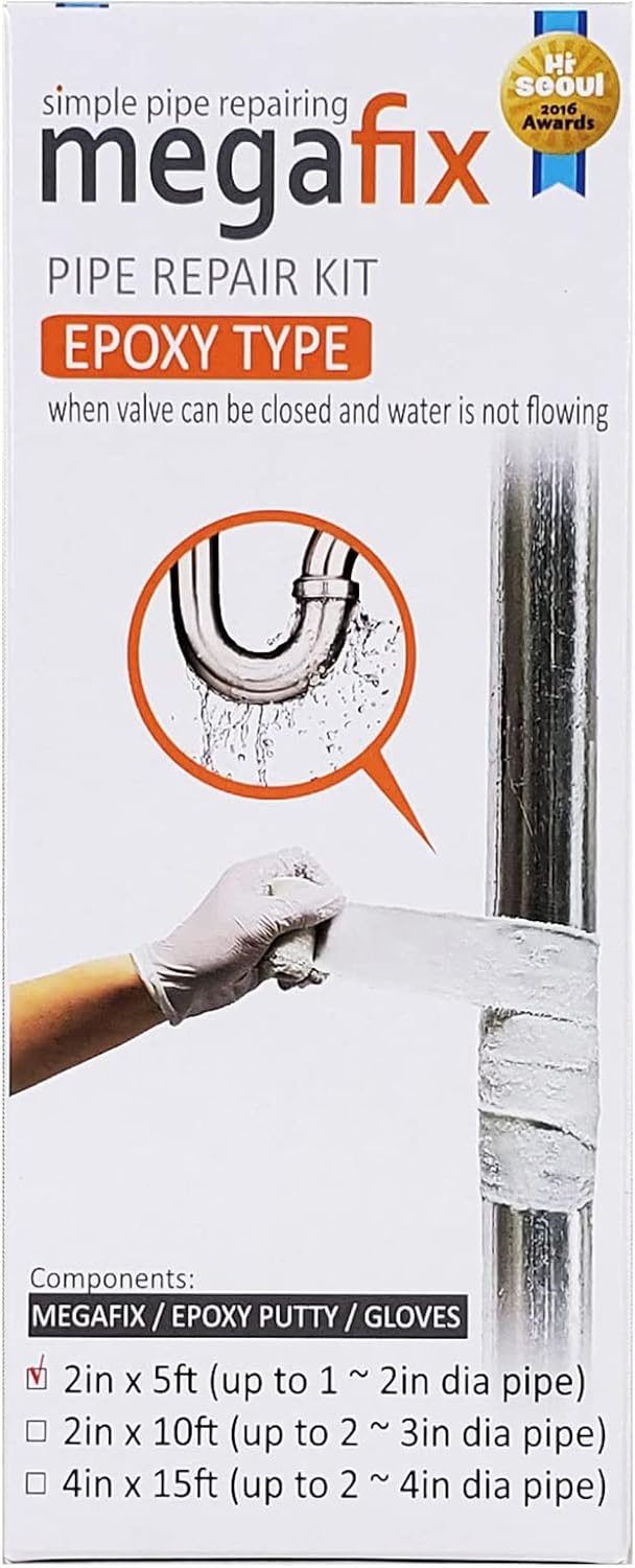Pipe Repair KIT, Fiberglass Wrap, Water Leak, Plumbing, Underwater OK, Emergency, Self DIY, Permanent (Epoxy Type, 4in x 15ft)