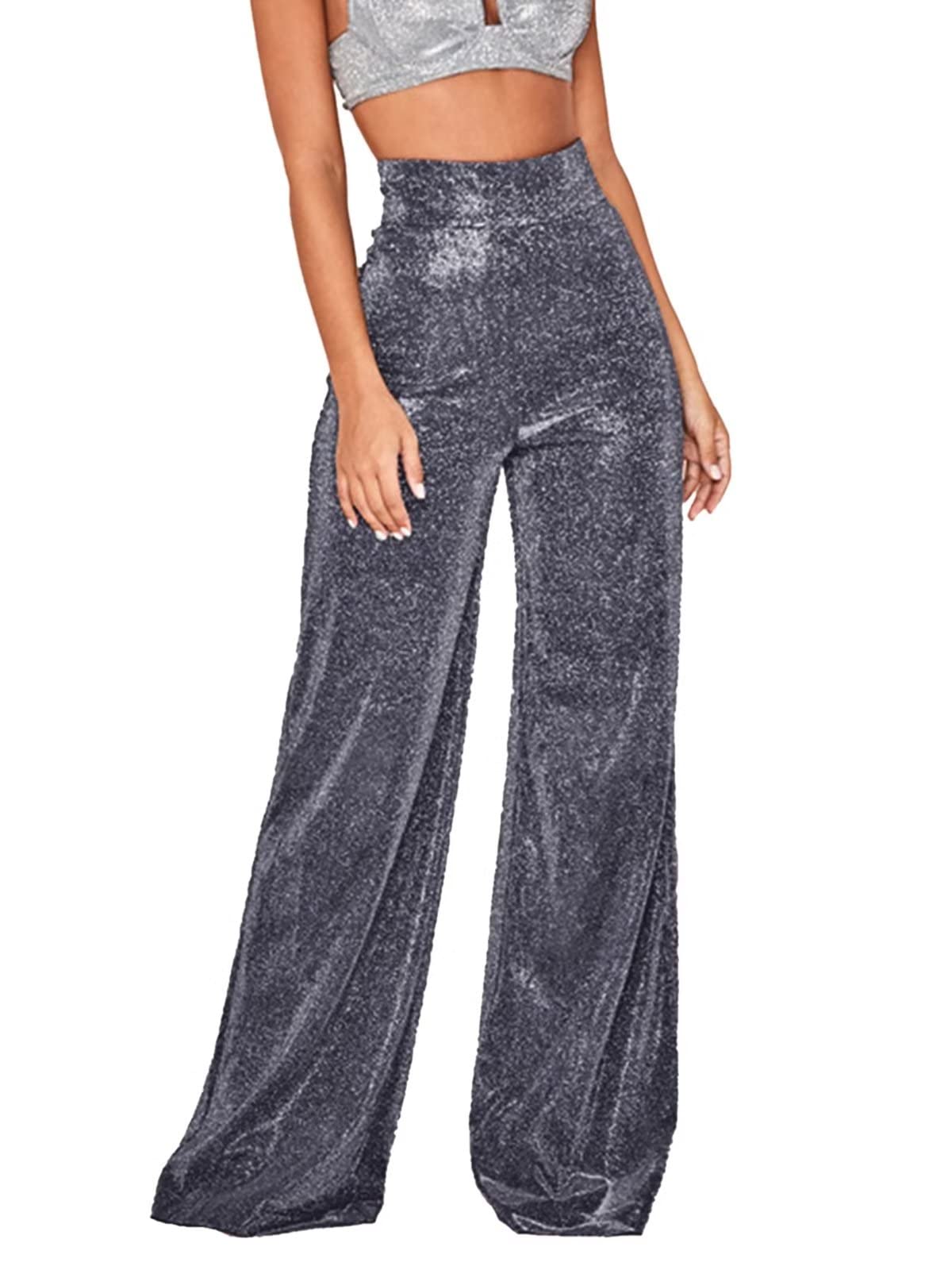 Women Shiny Wide Leg Pants