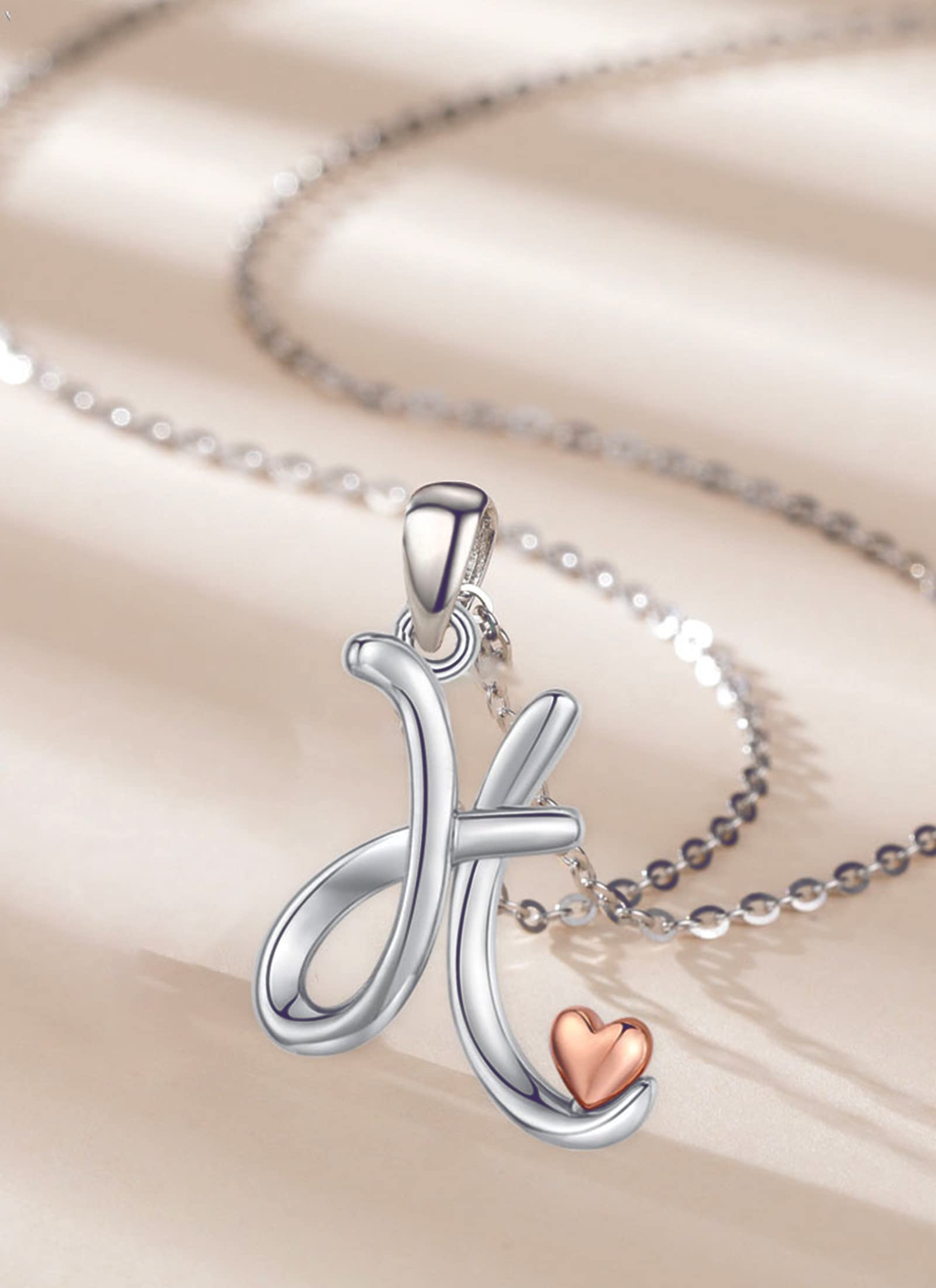 CELESTIA Mujer Collar Letras con Colgantes Inicial Nombre de Plata de Ley 925 Oro Rosa Joyas Personalizado Regalos para Hija Hermana Mujeres Joven Cumpleaños Navidad