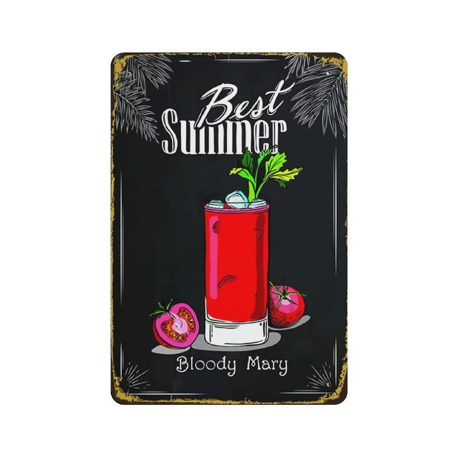 rayprint Metal Tin Sign Best Summer Bloody Mary Cocktail Vintage Tin Poster Metal Sign Wall Decoration Country Kitchen Home Garage Decor 12"x8"