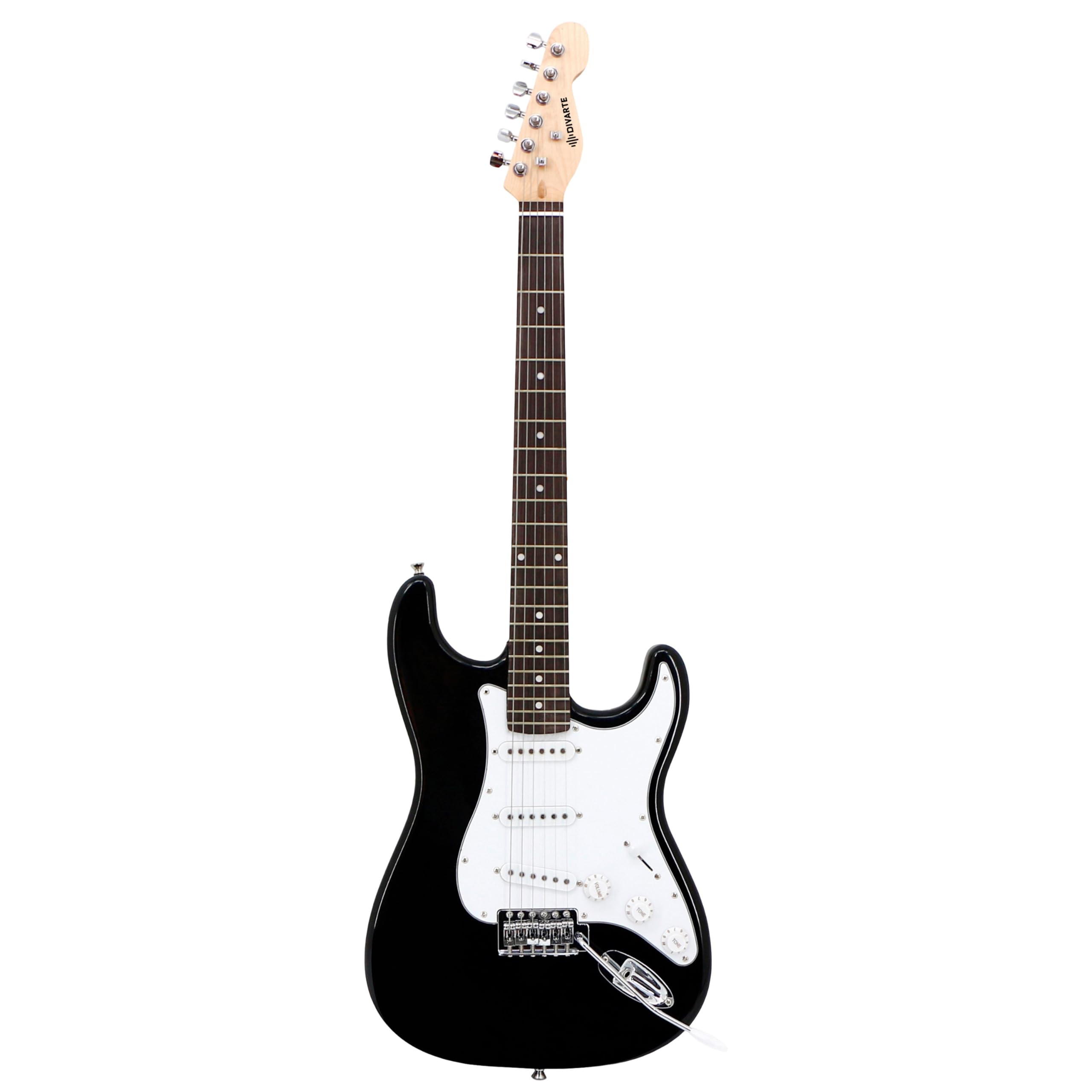 Pack Guitare Électrique ST 4/4 Black + Ampli guitare GA-20 20W, Housse, Sangle, Accordeur, Médiators, Câble, Cordes – Kit Débutant Adulte et Adolescent Rock, Pop, Blues