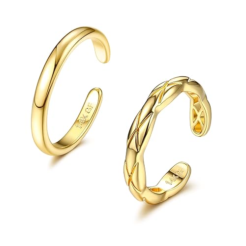 IRONBOX 14K Gold Filled Toe Rings for Women Simple Open Band Toe Ring Adjustable Toe Rings - Gold A