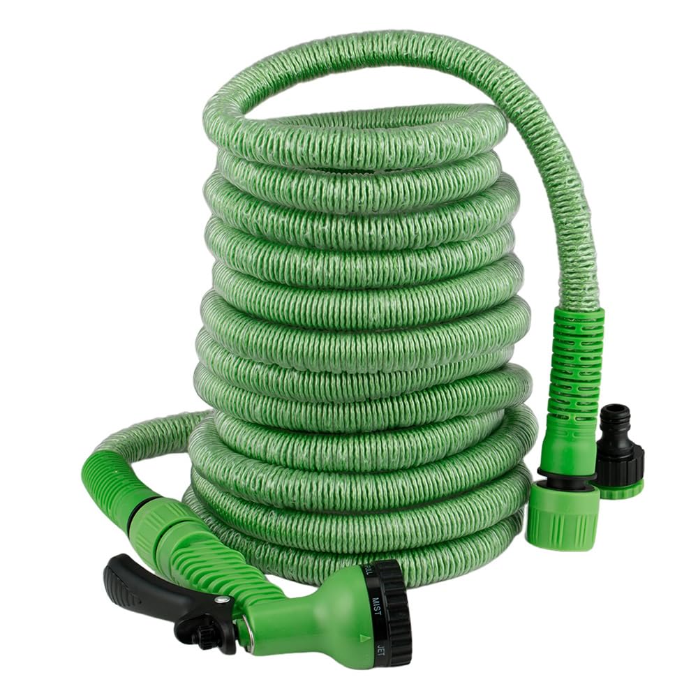 HoseMaster Pro Garden Hose Pipe (150ft) Anti-Kinking Flexible Hose Pipe Expands up to 3m, 3 Durable Layers Resist Extreme Temps, Garden Hose Spray Gun with 7 Modes - Fully Guaranteed