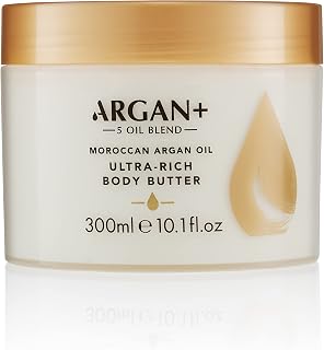 Argan+ Ultra Rich Body Butter, Moroccan Argan Oil Vegan Moisturising Body Cream, 300ml