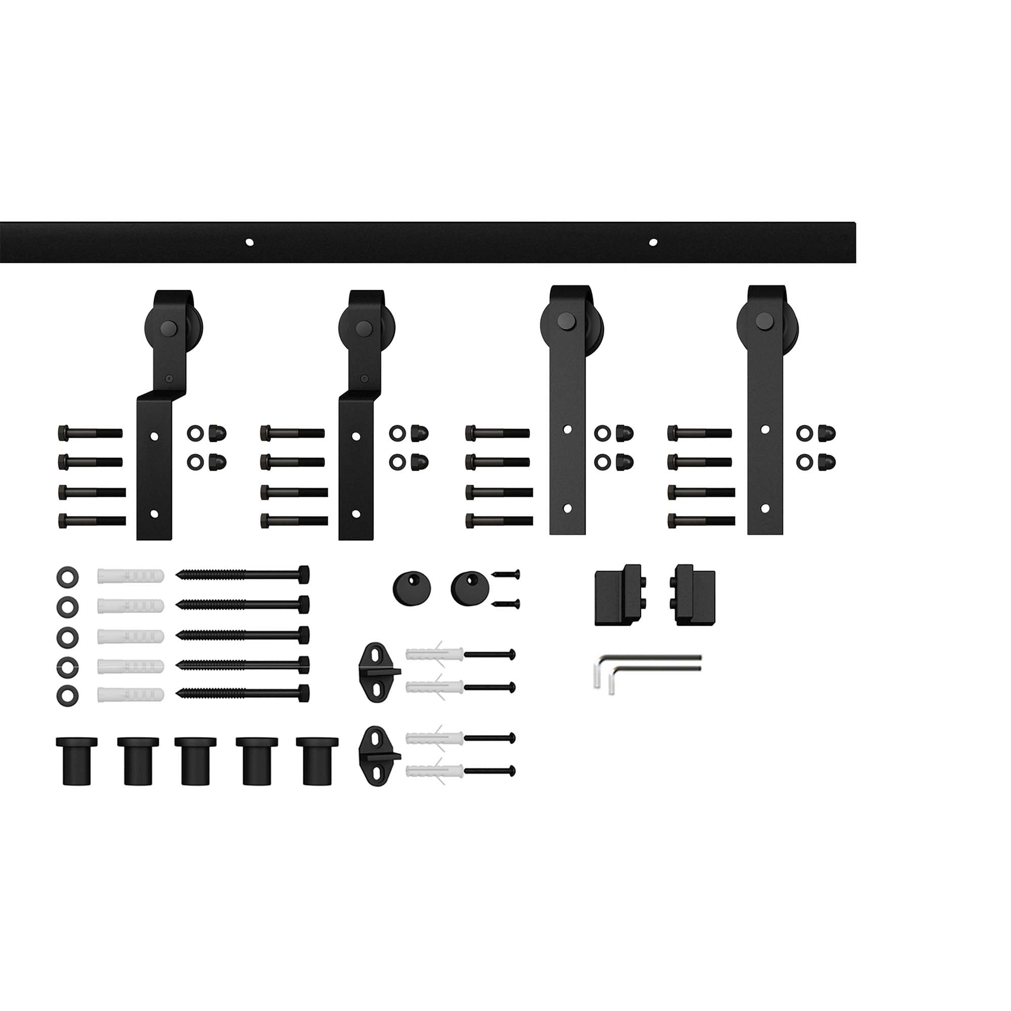Sliding Barn Door Hardware Kit for by-Passing Wood Doors Up to 40in W Black Powder Coated Finish 78-3/4in Rail Length