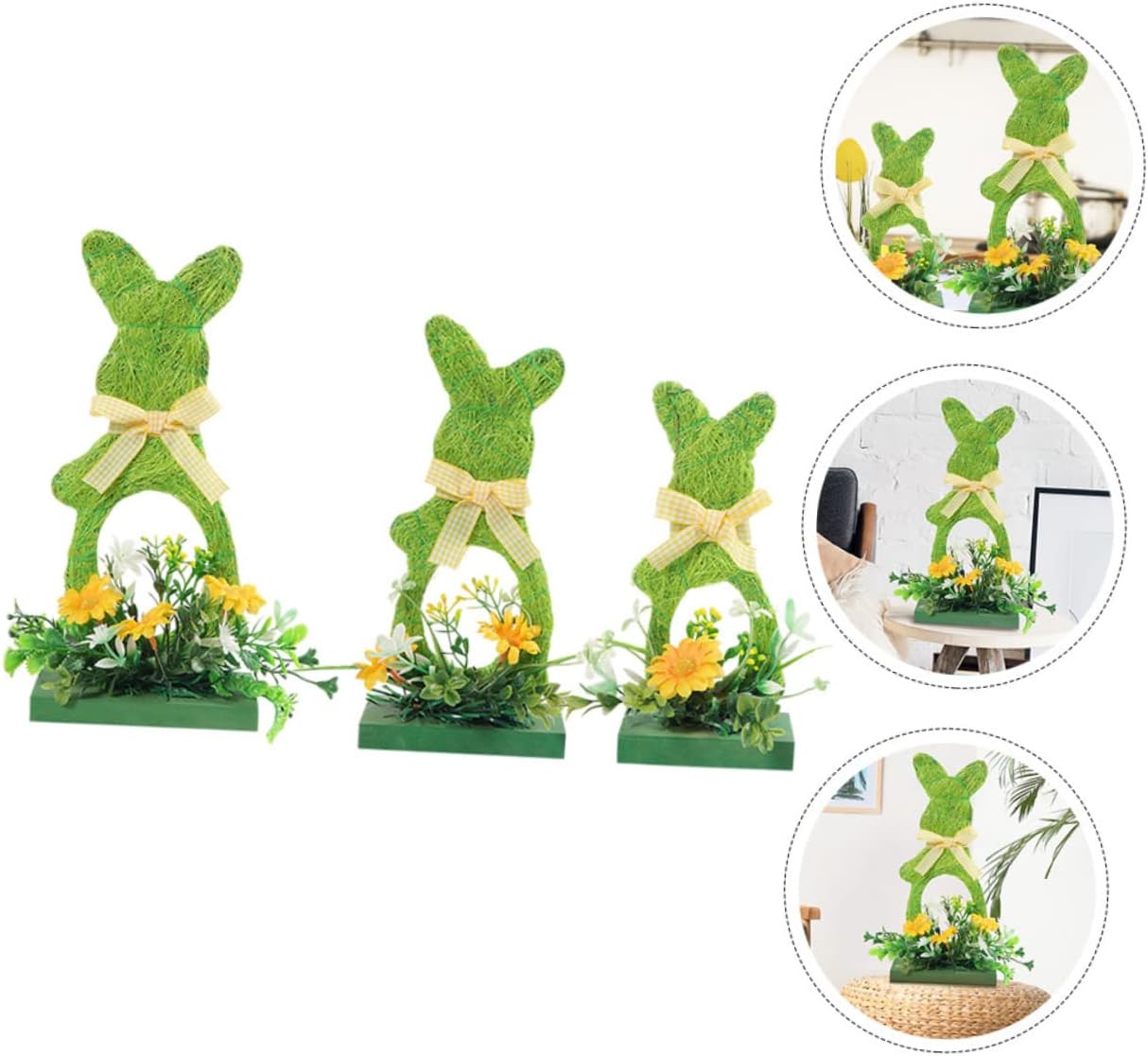 Cabilock 3pcs Easter Bunny Table Decor Wooden Happy Easter Centerpiece for Festive Home Decoration Delicate Rabbit Design for Party and Celebration