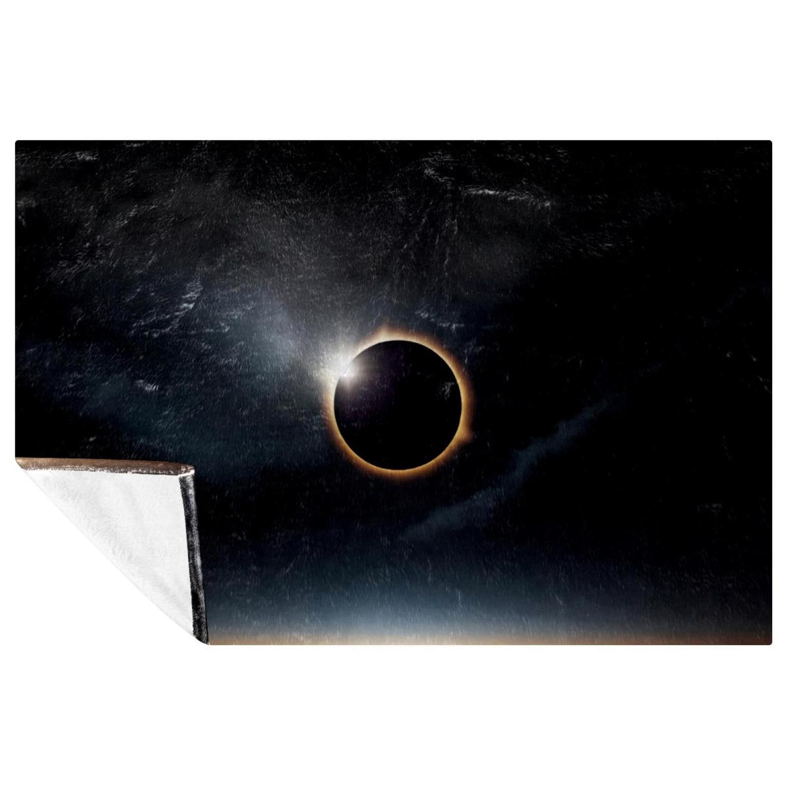 Couverture éclipse solaire noire 150x100 cm pour lit et canapé