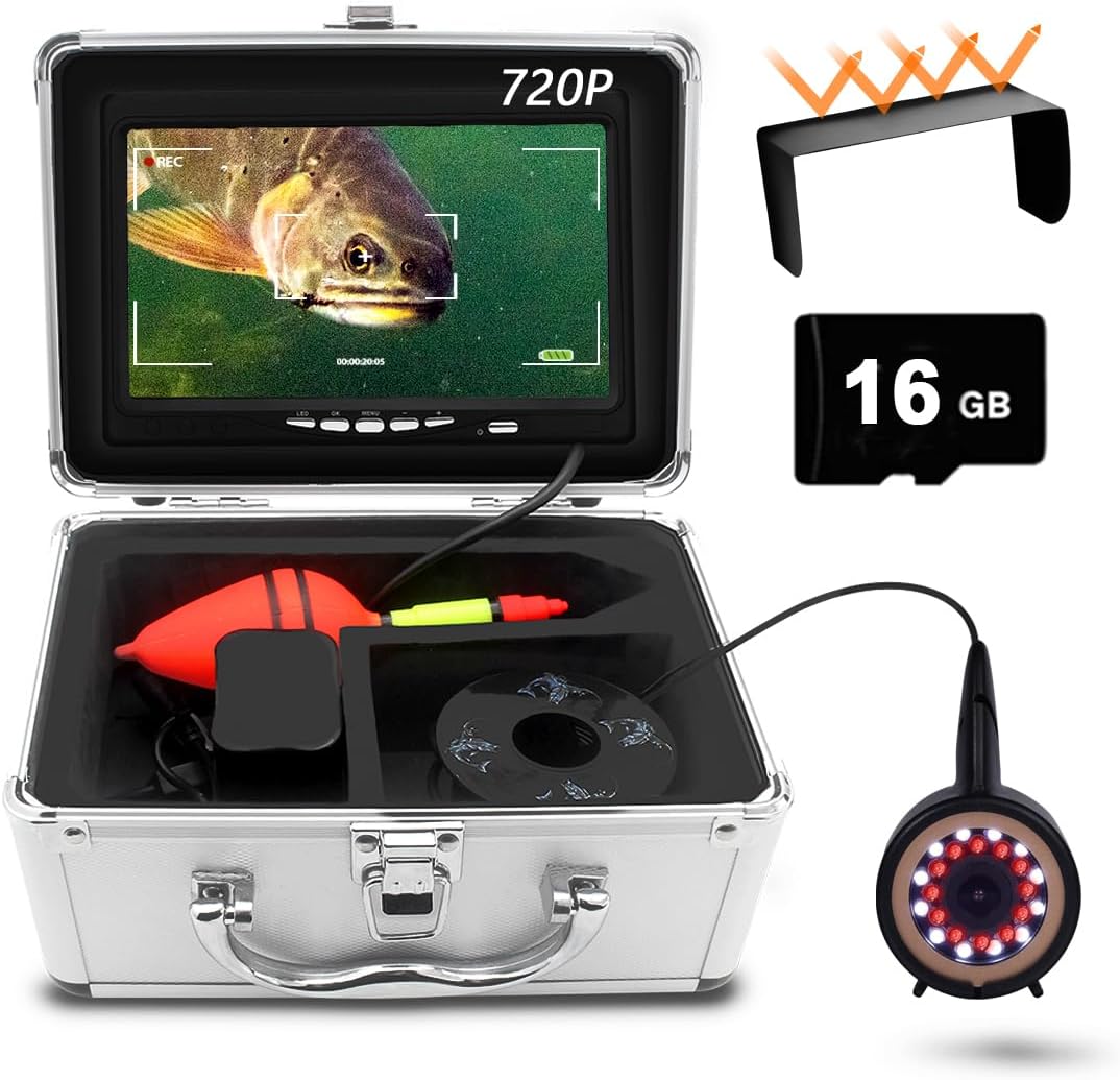 MOOCOR Underwater Fishing Camera, 720P Camera w/DVR, Portable Video