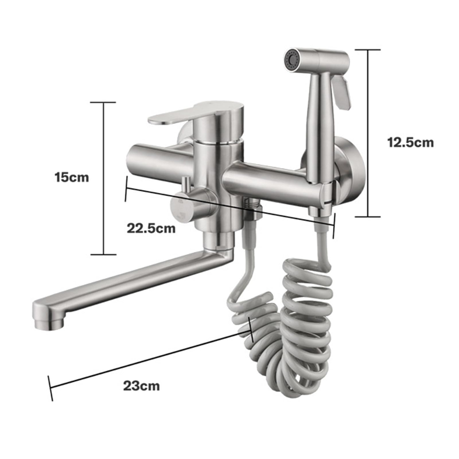 XJTNLB Grifos Cocina Fregadero Pared 23cm Grifo de Cocina Extraible Grifo Monomando Cocina Grifo Fregadero Pared,Negro