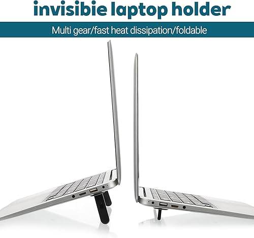 Miniatura 4 de Soporte elevador de teclado plegable, pies autoajustables para computadora portátil con ángulos duales, soporte para computadora pequeño, elevador