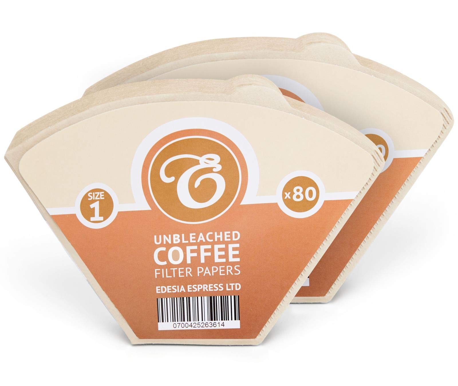 160 Size 1 Coffee Filter Paper Cones, Unbleached by EDESIA ESPRESS