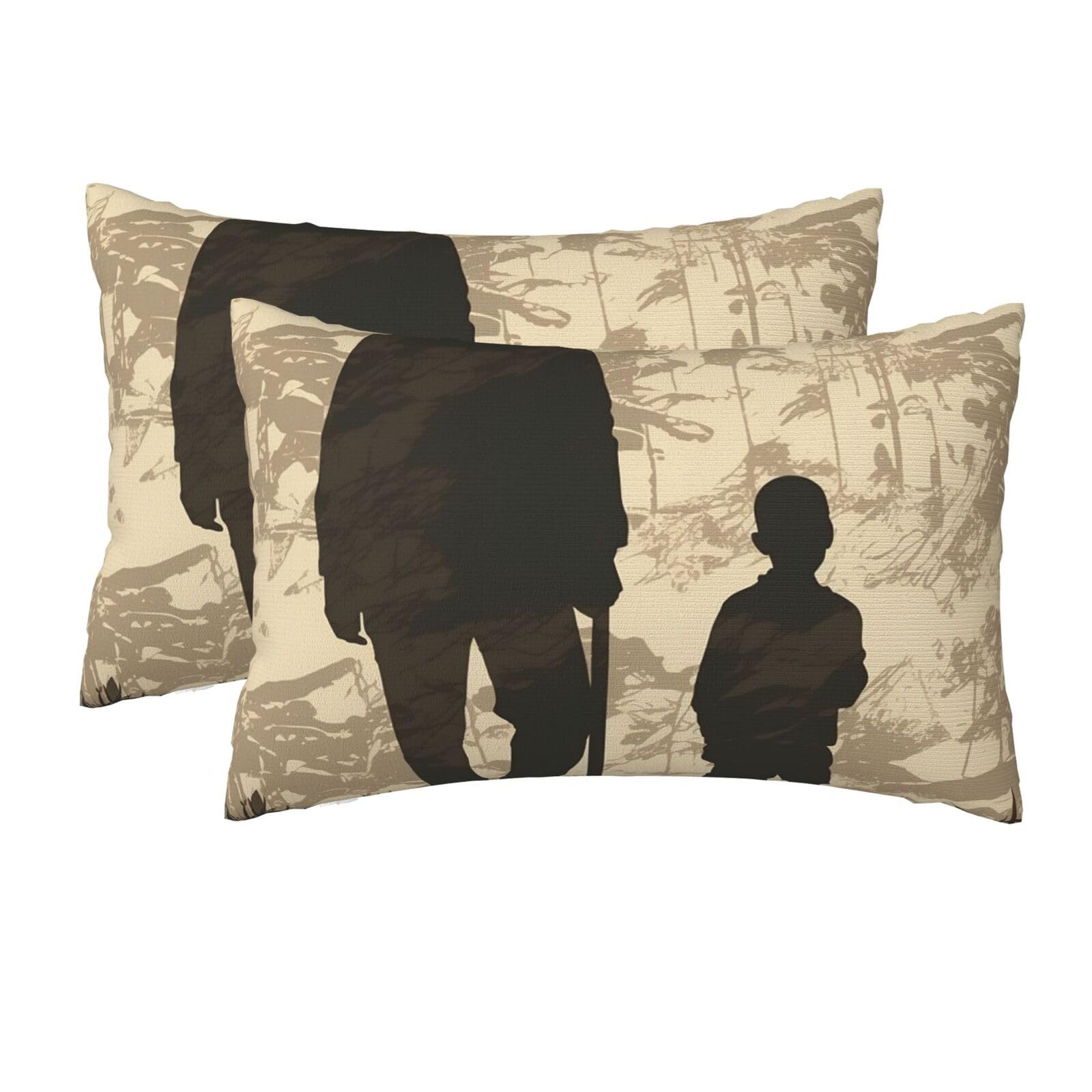 2 Pack Queen Size Pillow Cases for Hair and Skin Soft Breathable Pillow Case Covers with Hidden Zipper Son and Father Silhouettes Pillowcase 20x30 Inches Pillow Cover for Sleeping Gift