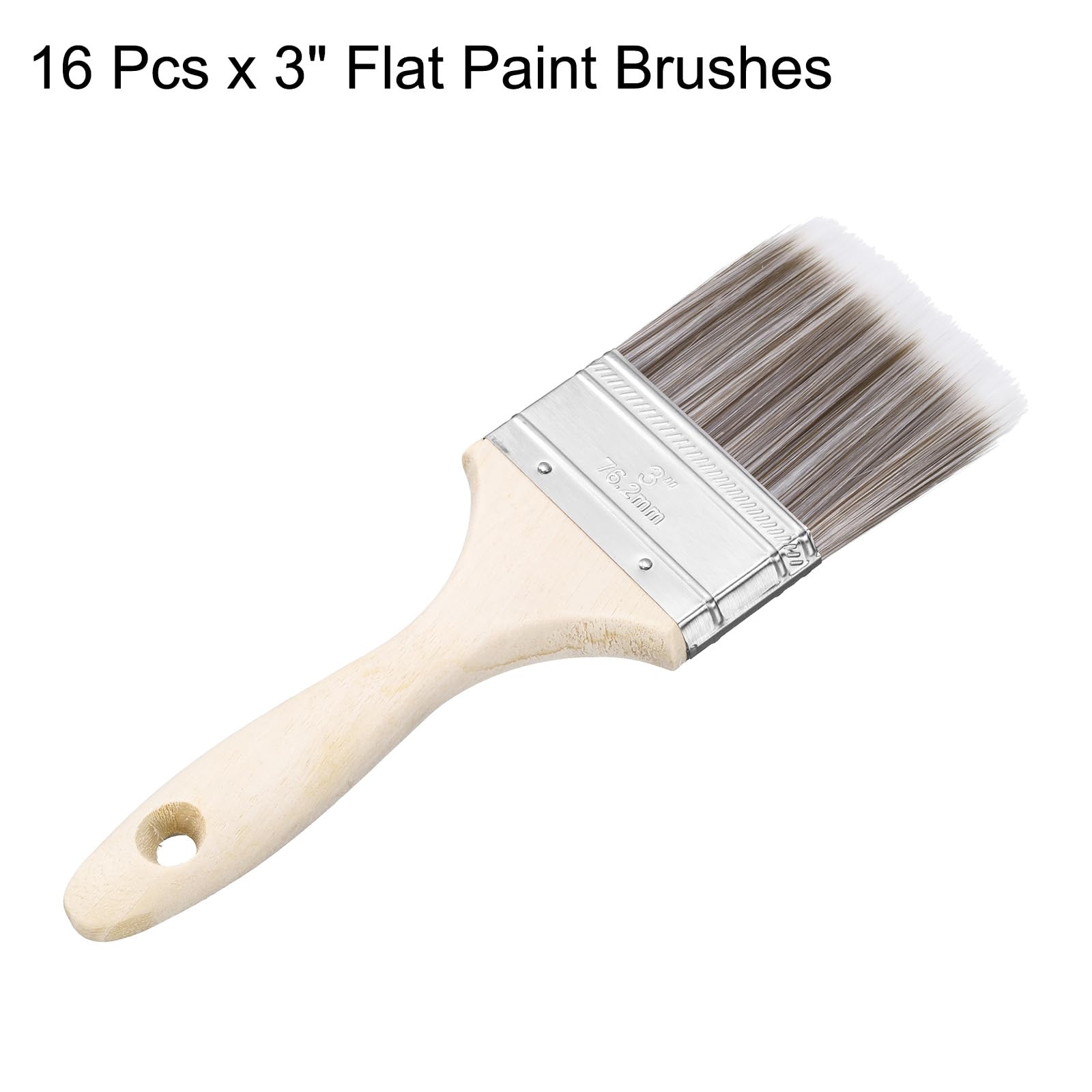HARFINGTON 16 pinceles de pintura plana de 7,6 cm con mango de madera para bricolaje, arte plano, vallas de muebles, cubiertas, molduras de pared, color marrón