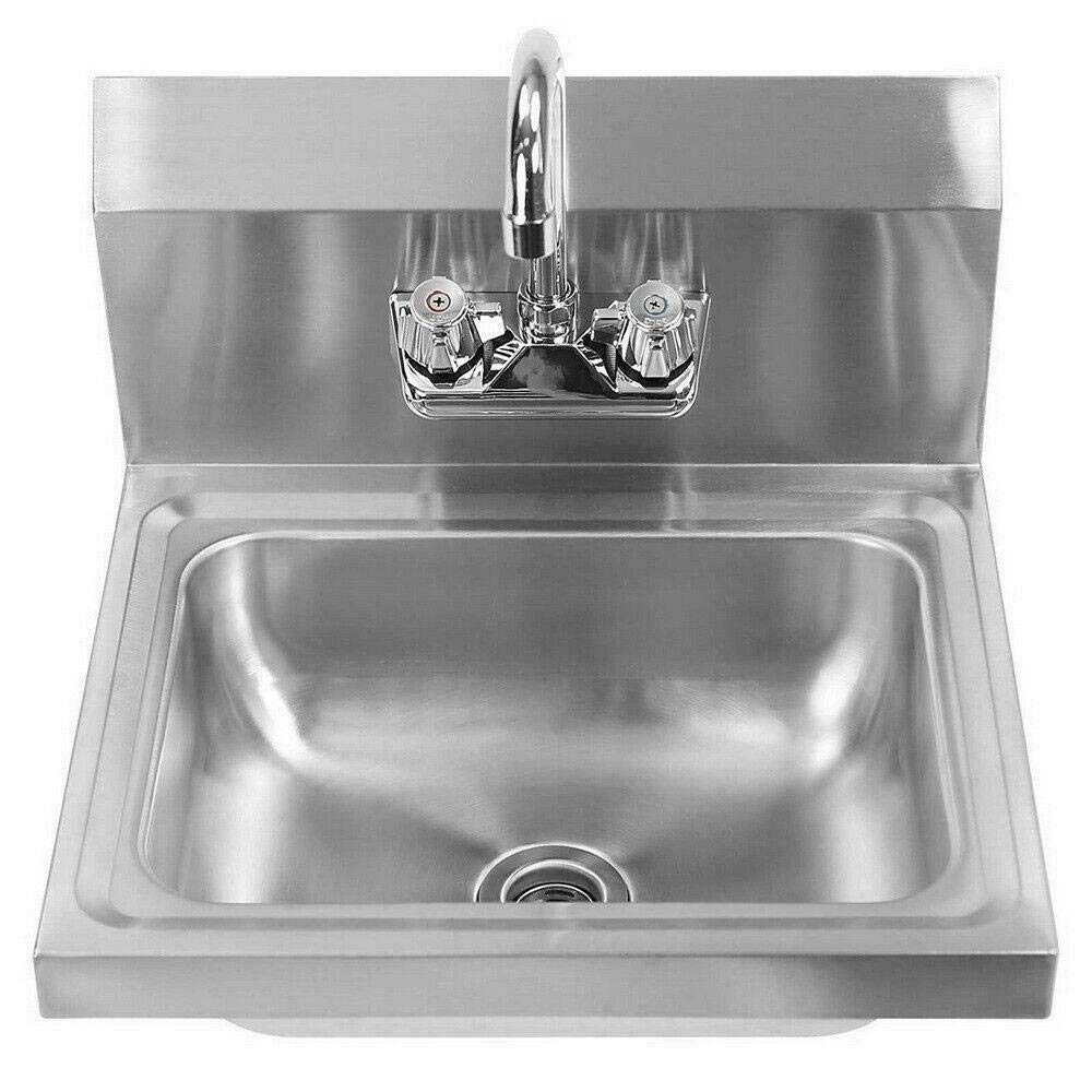 thebestshop99 Commercial Stainless Steel Hand Wash Washing Wall Mount Sink Kitchen 17inch