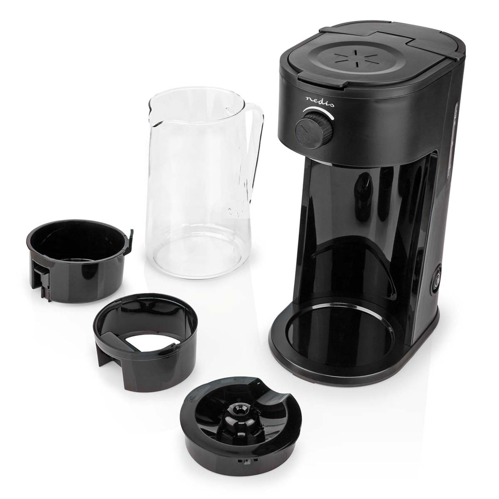 Nedis KAICM200FBK Eiskaffee- und Eistee-Zubereiter – 2,5 l Fassungsvermögen – Für bis zu 6 Tassen – Mit Filtereinsatz – Schnellbrühfunktion – Schwarz