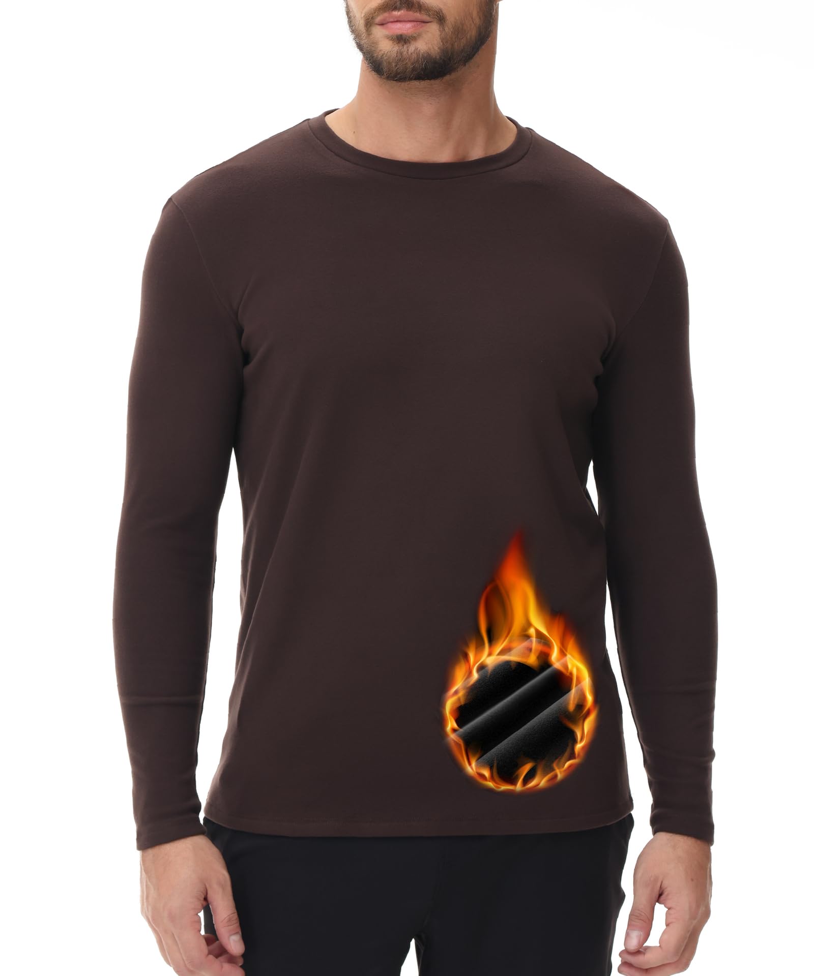 HUGE SPORTS T-shirt thermique à manches longues pour homme - Intérieur en polaire - Sous-vêtements thermiques - Sous-vêtements chauds et fonctionnels pour l'hiver